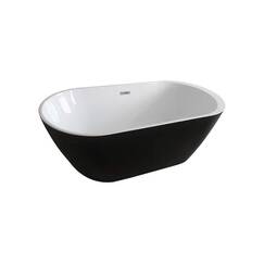 Home Deluxe - freistehende Badewanne - Design Badewanne freistehend Codo Schwarz - Maße: ca. 170 x 80 x 58 cm - Füllmenge: 204 Liter - Inkl. komplettem Zubehör