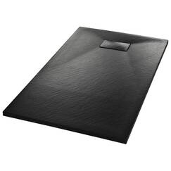vidaXL Duschwanne Duschtasse Brausewanne Brausetasse Duschbecken Dusche Wanne Bad Badezimmer SMC Schwarz 120x70cm Niedrige Schwelle 9cm Ablauföffnung