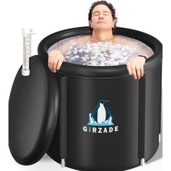 Eisbad Tonne für Athleten mit Abdeckung, 80x75cm tragbares Ice Bath tub für Kryotherapie, Aufblasbare Faltbare Badewanne für den Innen- und Außenbereich Erwachsene