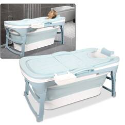 Jopassy L Badewanne Faltbare Erwachsene 118x60x50cm,Klappbare mobile Badewanne mit Abdeckung Klappbadewanne Erwachsener foldable bathtub mit Korb für Badezimmer, Balkon und Dusche