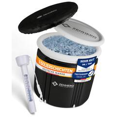 Zenhero Recovery Eisbad Bundle (85 cm Ø) – Höchster Komfort und viel Platz, größer als der Standard – Mit Thermometer – Kältetherapie für Zuhause – Eistonne mit 5 Isolierschichten