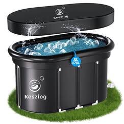 Keszing XL Erwachsene Ovales Eisbad Tonne für Athleten mit Isolierte Abdeckung, 478L tragbares Ice Bath tub für Kältetherapie, Faltbare Aufblasbare badewanne für den Innen- und Außenbereich