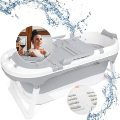 Balneo Vital® Faltbare mobile Badewanne XL mit Badewannenablage & Massagerollen für Erwachsene & Kinder | freistehend für Badezimmer | Ihre tragbare klappbare Bathtub für Dusche & Outdoor
