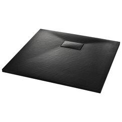 vidaXL Duschwanne Duschtasse Brausewanne Brausetasse Duschbecken Dusche Wanne Bad Badezimmer SMC Schwarz 90x80cm Niedrige Schwelle 9cm Ablauföffnung