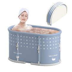 Tragbare Badewanne, keine Installation, faltbare Badewanne für Erwachsene, separate Whirlpool-Wanne für Duschkabine, nicht aufblasbare Eisfaltbäder, Familien-Einweichbäder (Grau, 94 x 55 x 54 cm)