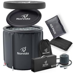 "Norvida“ Eisbadewanne im Freien, große Kaltwasser-Therapie-EIS-Erholungsschale mit Deckel, Allwetterabdeckung, tragbares Eisbad für Erwachsene für kaltes Eintauchen im Freien (2,0)