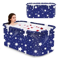 Tragbare faltbare Badewanne, faltbare Einweichbadewanne für Erwachsene, freistehende Badewannen, heiße Badewanne, Eisbad, Familienbadezimmer, Spa, 120 x 50 x 55 cm (Stern)