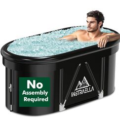 Instraella Eisbadewanne, Installationsfreie Outdoor-Kälte-Tauchwanne, Upgrade großes ovales Eisbad mit Luftring für Sportler, zusammenklappbar, tragbar, Ganzkörper-Kälteerholung zu Hause