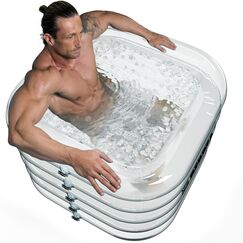 REBREA Aufblasbare Eisbadewanne, groß, durchsichtig, EIS-Tauchwanne für Kaltwassertherapie, tragbar, für drinnen und draußen, aufblasbare Wanne für Erwachsene, Eiswanne für Sportler