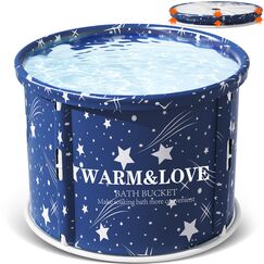 Faltbare Badewanne Erwachsene,Tragbare Freistehende Eisbadewanne, Familienbad Spa Badewannen Ideal für Die Dusche und Eisbad, Nicht aufblasbare und verdickte Halterung (Sternenblau-Large)