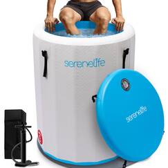 SereneLife Aufblasbare Eistonne – 322 L Kältebad für 1 Person mit Deckel, Drop-Stitch-PVC & Doppeldichtung, robuste Eisbad-Wanne zur Regeneration für Sportler