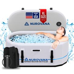 Cold Plunge Tub with Water Chiller Port - XL 149.9 cm Portable Ice Bath Tub for Athletes - Inflatable Ice Plunge Tub for Cold Therapy - Ice Plunge Tub Chiller for Ice Baths at Home Ice Pod