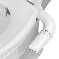 SAMODRA Bidet Einsatz Für Toilette Links,Ultra-Slim Nicht Elektrisch Bidet Aufsatz,Bedienung Links,Doppel Düsen,Po-Dusche, Acrylnitril-Butadien-Styrol