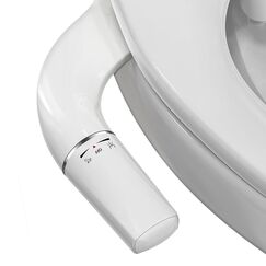 PENDEJATO Ultradünnes Bidet Aufsatz Für Toilette, Nichtelektrisch Schlankes Bidet, Einziehbare Verstopfungsschutz Selbstreinigende Düsen Und Einstellbarer Wasserdruck, Po-Dusche, Weiß (Einzelne Düsen)