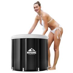 Moyanne Große Eisbadewanne für Sportler, tragbar, mehrlagige, tragbare Eisschale für Erholung und Kaltwassertherapie, Kalttauchwanne für Outdoor, Eisbäder zu Hause (schwarz)