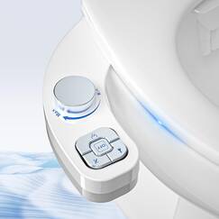 PENDEJATO Bidet Aufsatz Für Toilette, Nichtelektrisch Schlankes Druckknopf Bidet WC,Einziehbare Selbstreinigende Doppeldüsen（Verstopfungsschutz）Und Drehknopf Zur Einstellung Des Wasserdrucks,Verchromt