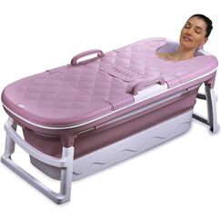 CRS faltbare Badewanne Erwachsene Größe L 138x62x52cm | Klappbare mobile Badewanne ideal für kleine Badezimmer | foldable bathtub | tragbare Klappbadewanne zum Aufstellen (Braunrot)