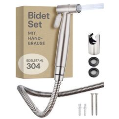 Praknu Bidet Set mit Handbrause, Schlauch & Halter Edelstahl Rostfrei - Inkl. 2 Dichtungen - ???????????????????????????????? ???????????????????????????? - WC Handbrause - Bidet Dusche für Standard G1/2 Anschluss