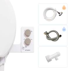 TUSHY Spa Warmwasser-Bidet-Aufsatz für Toilette. Universelle Passform, einfache Installation (benötigt Zugang zum Waschbecken für optionale Temperaturregelung) Selbstreinigend, einstellbarer Druck,