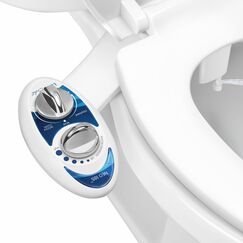 Luxe Bidet Neo 185 – Selbstreinigende Dual Düse – Frische, Wasser ohne Elektrik Mechanische Bidet WC-Aufsatz (blau und weiß)