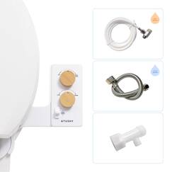 Tushy 3.0 Warmwasser-Bidet-Aufsatz | Selbstreinigender Frischwassersprüher + verstellbare Druckdüse, Winkelsteuerung (einstellbare Kalt- bis Warmwassertemperatur-Option), Bambusknöpfe
