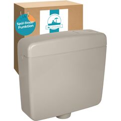 Calmwaters® Spülkasten Grau mit Spül-Stopp-Funktion, 6-9 Liter Spülmenge, Aufputzspülkasten WC schmal, flacher Spülkasten Elements, Aufputz-Montage, Start-Stopp-Taste, Manhattan-Grau, 29HB2717