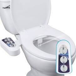 Hibbent Bidet-Aufsatz für Toilette mit selbstreinigender Doppeldüse, Heiß- und Kaltwasserspray, nicht elektrisch, mechanischer Toilettensitz, Bidet für hintere oder weibliche Waschung, desinfizierend