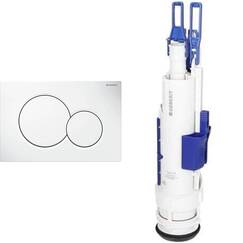Geberit 115770115 Betätigungsplatte Sigma01, Kunststoff für 2-Mengen-Spülung 1 Stück & 244.820.00.1 Spülventil mit Bassin Typ 212 für Sigma UP-Spülkäsen 244820001, Mehrfarbig