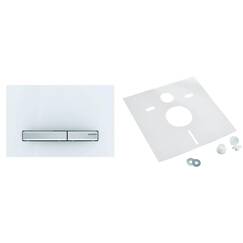 Geberit Betätigungsplatte Sigma 50 (für 2-Mengen Spülungen, Betätigung von vorne, Farbe weiß Alpin, für UP Spülkästen) 115788112 & Sanit 16.002.00.0000 Schallschutzset für Wand-WC und Bidet, weiß