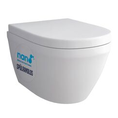Alpenberger Wand WC Spülrandlos | Moderne Toilette WC Set | Tiefspüler Hänge WC | Toilettendeckel D Form | WC Sitz mit Absenkautomatik | Gäste WC mit Nano | Passend zu Geberit