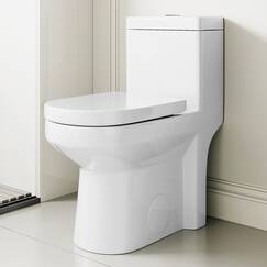 Kompakte einteilige Toilette für Badezimmer, platzsparend, leistungsstark, Doppelspülung, rund, kleine Toilette, durchschnittlich 1,28 GPF, Rock-WC mit verbessertem UF leisem und sanft schließendem
