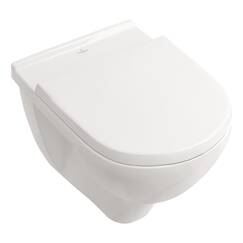 Villeroy & Boch Spülrandloses Wand-WC O.Novo mit WC-Sitz, 5660HR01, Tiefspüler spülrandlos mit waagerechtem Abgang, Combi-Pack, Absenkautomatik, Keramik, Weiß, 04790 6
