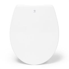 Blauer Hahn® WC Sitz Isar oval | Toilettendeckel mit Absenkautomatik und abnehmbar | Antibakterielle Klobrille aus Duroplast und rostfreiem Edelstahl | Toilettensitz weiß | Premium toilet seat