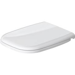 Duravit WC-Sitz D-Code mit Absenkautomatik - Toilettensitz aus Duroplast, D-Form, Soft-Close, Kunststoff-Scharniere, Weiß Hochglanz, Passend für Duravit D-Code Serie