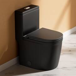 WinZo WZ5079B Kompaktes einteiliges WC, 57,9 cm tief, modernes kurzes Design, Doppelspülung, für kleine Mini-Badezimmer, 30,5 cm, rauh, mattschwarz