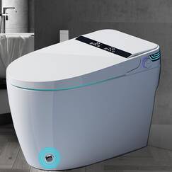 SPOWAY Smart Toilette, längliches, einteiliges Bidet-WC mit eingebautem Bidet, Tankless Smart Bidet Toilette mit Auto Open Close, Fußsensor, beheizter Sitz, LED-Display, Nachtlicht, Dual Flush