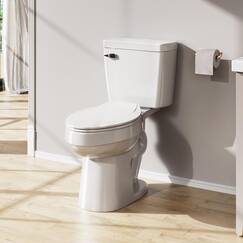 Weißes 2-teiliges längliches WC mit Standard 30,5 cm grob, Ellai leistungsstarke Einzelspülung 1,28 GPF ADA Stuhlhöhe Toilette (Sitz im Lieferumfang enthalten)