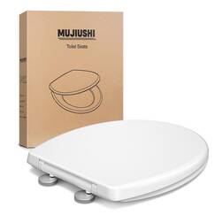 WC Sitz, MUJIUSHI Toilettendeckel O-Form Klodeckel mit Quick-Release-Funktion, Absenkautomatik und Justierbaren Edelstahlscharnier, Antibakterielle Klobrille PP Toilettensitz