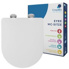 Croydex Eyre Toilettendeckel mit Absenkautomatik – Flexi-Fix Einfache Montage - Quick-Release zur einfachen Reinigung - antibakterieller wc sitz in D-Form - Weiß