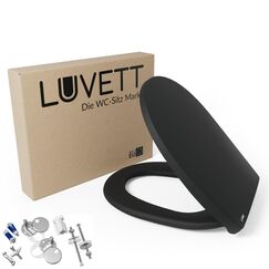 LUVETT® WC-Sitz mit Absenkautomatik C100 oval universell, Toilettendeckel mit 3 Edelstahl Montagelösungen, Klodeckel abnehmbar, Farbe:Matt Schwarz