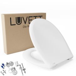 LUVETT® C770 Toilettendeckel mit Absenkautomatik Oval Weiß - SoftClose Klodeckel Abnehmbar - Klobrille aus Antibakteriellem Duroplast - WC Sitz 3in1 Befestigung Inkl. - Toilettensitz Made in EU
