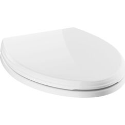 Delta Faucet 810901-WH Wycliffe Elongated Standard Close Toilet Seat with Non-Slip Seat Bumpers, White