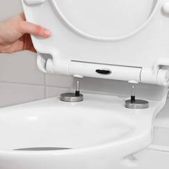 SA Products Toilettensitz mit Absenkautomatik – Universeller Ovaler Toilettensitz mit Softclose & Schnellverschluss, Thermoset-Deckel, Stabile ABS-Scharniere, Einfache Reinigung & Montage, Weiß