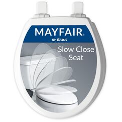 MAYFAIR 1847SLOW 000 Kendall Slow-Close, Removable Enameled Wood Toilet Seat that will Never Loosen, ELONGATED, White