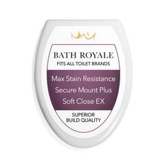 Bath Royale Slow-Close Toilettensitz BR501-00, weiß, länglich, fleckenresistent und leicht zu reinigen, strapazierfähig, passt für alle Toilettenmarken, Executive-Serie