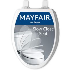 MAYFAIR 1847SLOW 000 Kendall Slow-Close, Removable Enameled Wood Toilet Seat that will Never Loosen, ELONGATED, White