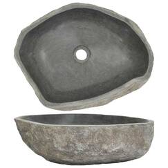 vidaXL Badezimmer-Waschbecken, 45–53x34–41x15 cm, Naturstein, Oval, Waschschale, Toilettenbecken, dekoratives handgefertigtes Steinbecken, Waschtisch, natürliche Struktur