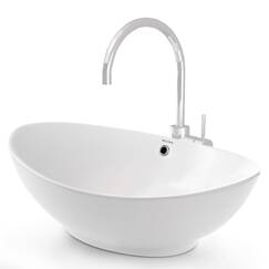 VILSTEIN® Keramik Waschbecken Oval [60CM] - Aufsatzwaschbecken Oval - Waschbecken Rund für Badezimmer & Gäste WC - Aufsatzwaschbecken Rund mit Überlauf - Handwaschbecken für Waschtisch - Bathroom Sink