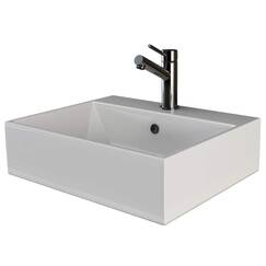 VILSTEIN® Keramik Waschbecken Eckig [51x43x14,5CM] - Hänge - & Aufsatzwaschbecken Eckig für Badezimmer & Gäste WC - Waschbecken Aufsatz - Handwaschbecken für Waschtisch - Bathroom Sink (Weiß)