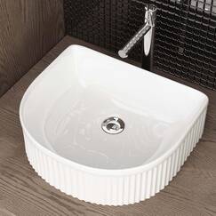 Waschbecken24 | Aufsatzwaschbecken | Premium-Qualität | Einfache Installation | Modernes Design (40x35x13cm, Weiß / A680)